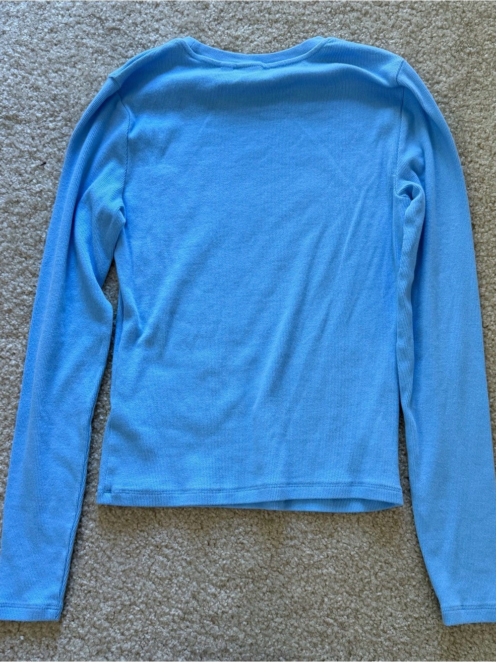 Aritzia Homestretch Size M Light Blue Fitted Cotton Long Sleeve Top - Picture 5 of 8